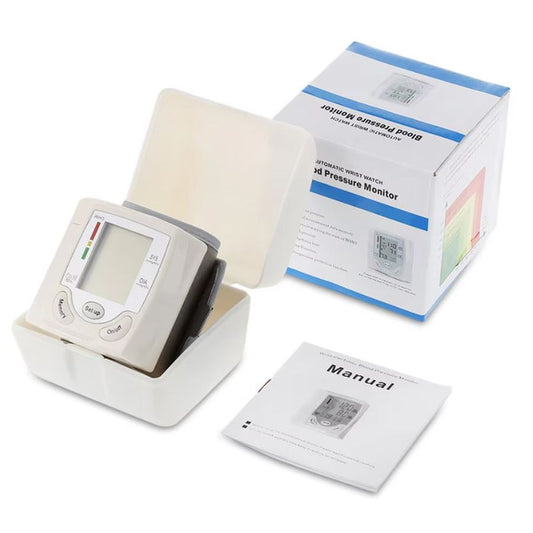 Wrist Electronic Blood Pressure Monitor Compact Digital BP Meter with LCD Display and Memory