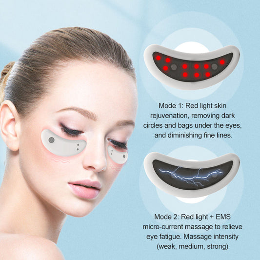LED Red Light Eye Care Therapy EMS Massager, With Gel Patch For Treatment Under Eye Wrinkle, USB Rechargeable