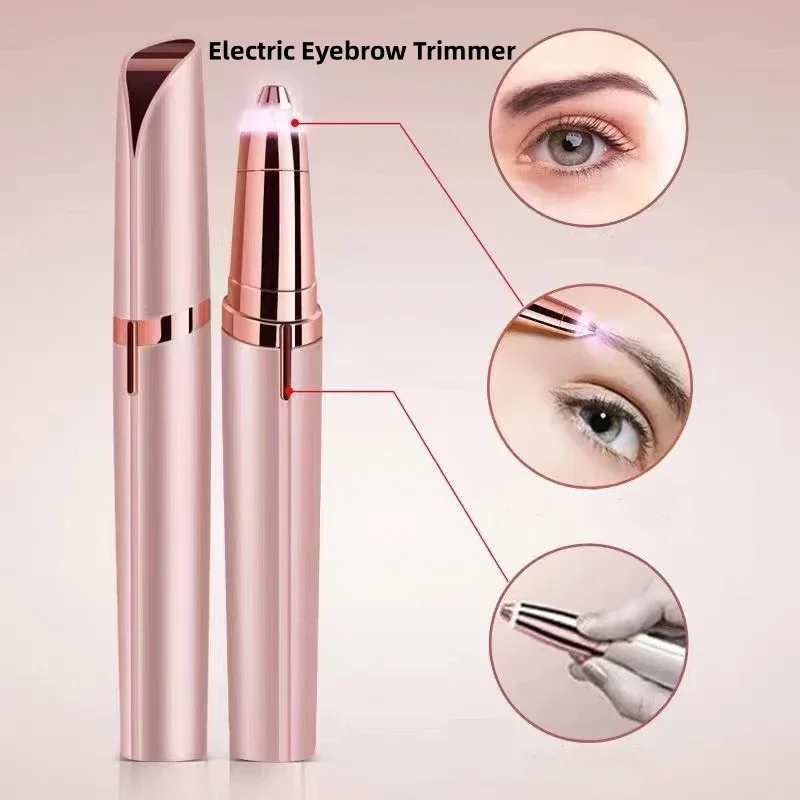 Rechargeable Electric Eyebrow Trimmer, Portable Facial Hair Remover for Women with Precision Blade, Painless Body Shave