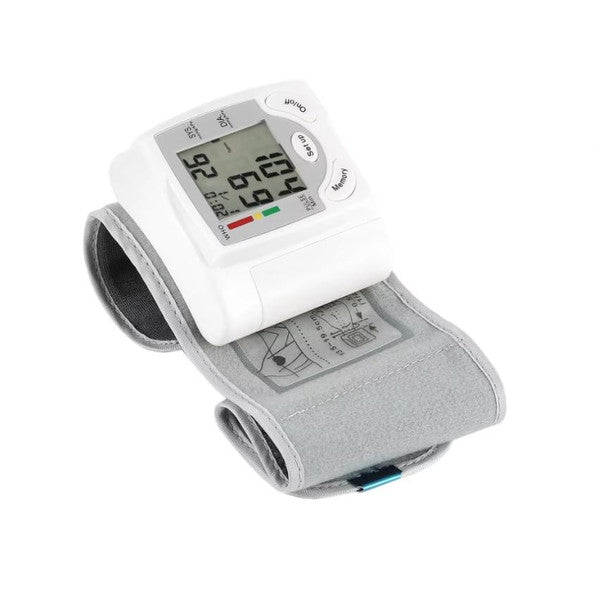Wrist Electronic Blood Pressure Monitor Compact Digital BP Meter with LCD Display and Memory