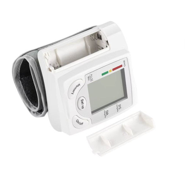 Wrist Electronic Blood Pressure Monitor Compact Digital BP Meter with LCD Display and Memory
