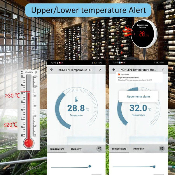 Tuya WiFi Temperature Sensor Waterproof Probe, Smart Life Thermometer for Home, Pool, Freezer Remote Monitoring, Alarm