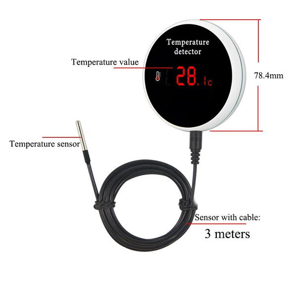 Tuya WiFi Temperature Sensor Waterproof Probe, Smart Life Thermometer for Home, Pool, Freezer Remote Monitoring, Alarm