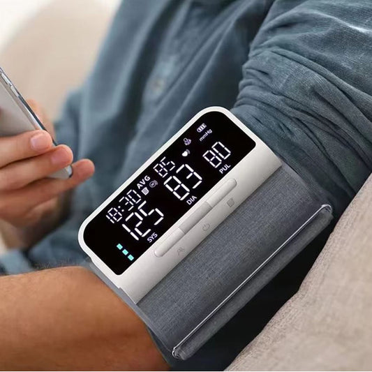 Rechargeable Full Upper Arm Blood Pressure Monitor with Large LCD Screen and Voice Alerts