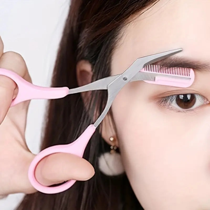 Eyebrow Trimmer Set, Curved Eyebrow Razor, Eyebrow Scissors With Comb, Convenient Easy Beauty Tools, Pro Grooming Kit