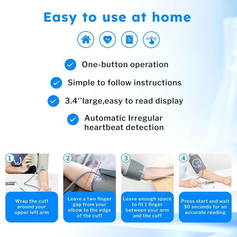 Automatic Upper Arm Blood Pressure Monitor with Pulse Tracking