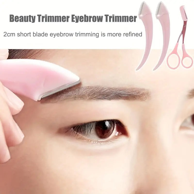 Eyebrow Trimmer Set, Curved Eyebrow Razor, Eyebrow Scissors With Comb, Convenient Easy Beauty Tools, Pro Grooming Kit