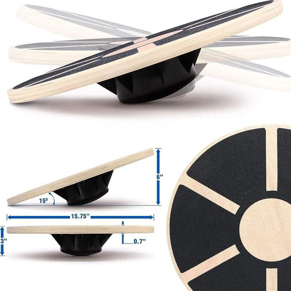 Premium Wooden Wobble Balance Board – Non-Slip Yoga Waist Twisting Fitness Equipment