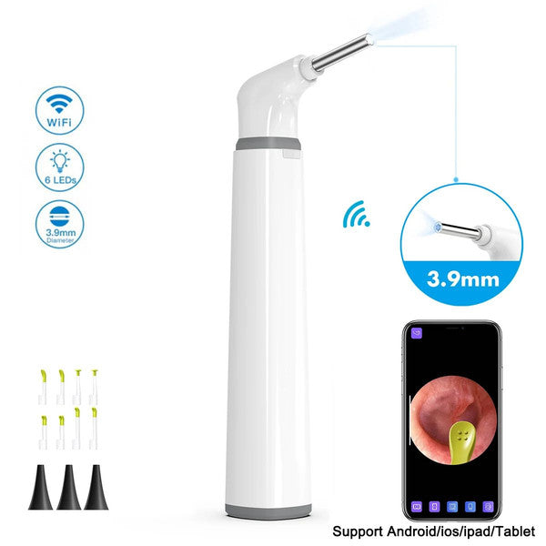 Wireless Otoscope Ear Camera HD WiFi with LED Lights for Adults and Kids, Safe and Easy Ear Cleaning Tool
