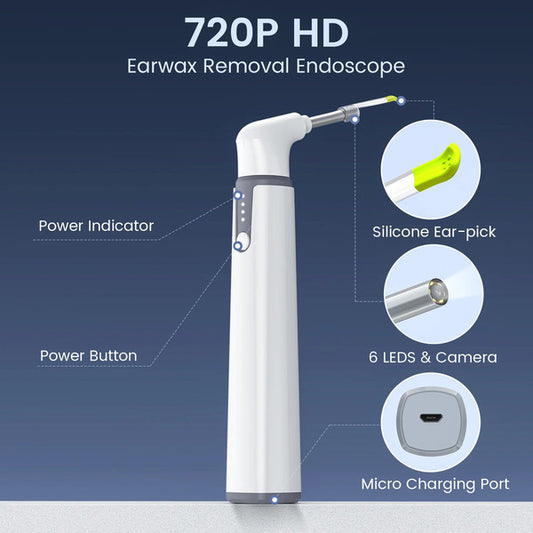 Wireless Otoscope Ear Camera HD WiFi with LED Lights for Adults and Kids, Safe and Easy Ear Cleaning Tool