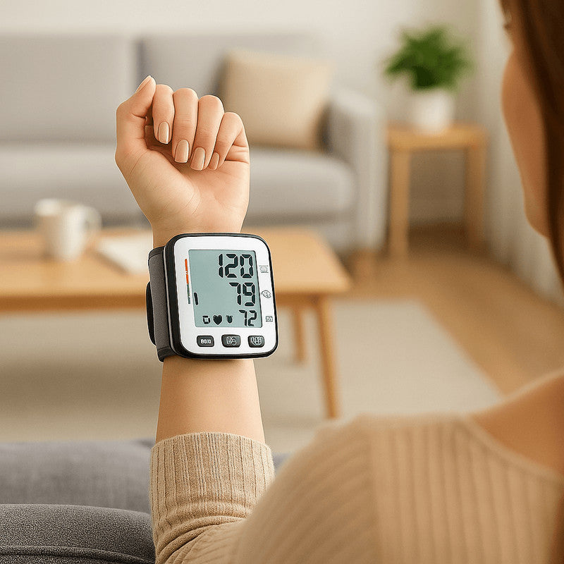 Automatic One-Touch Wrist Blood Pressure and Pulse Monitor with Case